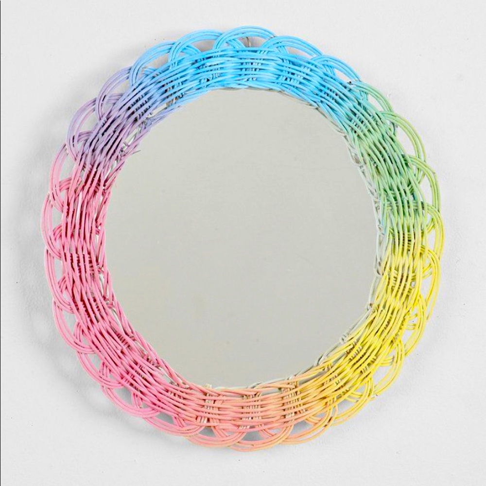 Urban Outfitters Plum & Bow Rainbow Rattan Mirror
